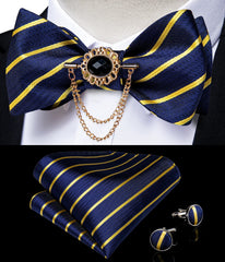 Pink Plaid Solid Men's Self Tie Bow Tie Silk Jacquard Woven Wedding Party Bowtie Hanky Brooch Set Men Butterfly Necktie DiBanGu SHOWLU FASHION STORE