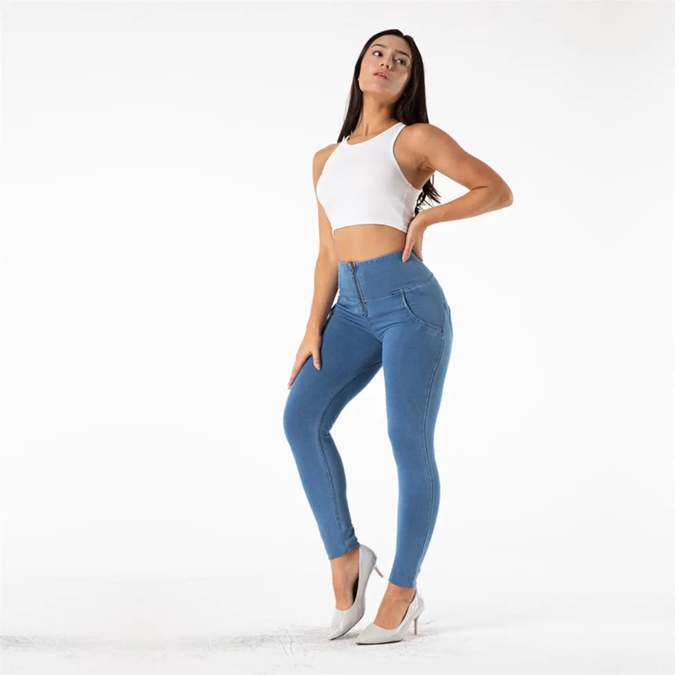 Shascullfites Melody Fit Jeans Full Length Push Up Skinny Slim High Waist Four Ways Stretchable Denim Jeans for Woman Summer SHOWLU FASHION STORE