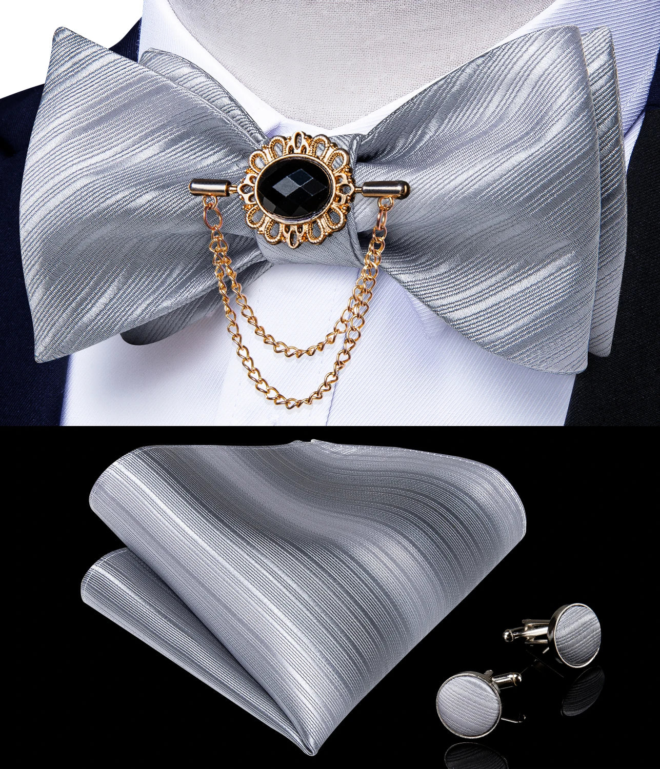 Pink Plaid Solid Men's Self Tie Bow Tie Silk Jacquard Woven Wedding Party Bowtie Hanky Brooch Set Men Butterfly Necktie DiBanGu SHOWLU FASHION STORE