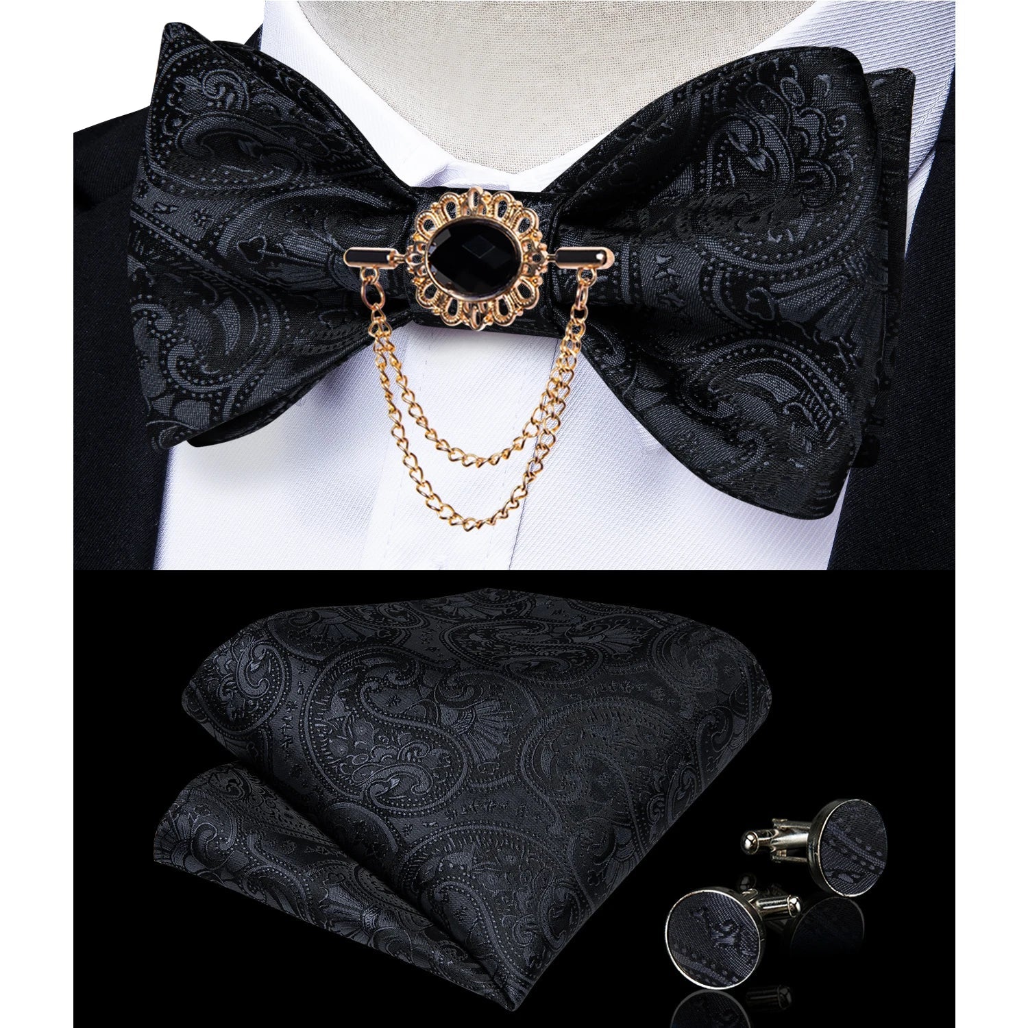 Pink Plaid Solid Men's Self Tie Bow Tie Silk Jacquard Woven Wedding Party Bowtie Hanky Brooch Set Men Butterfly Necktie DiBanGu SHOWLU FASHION STORE
