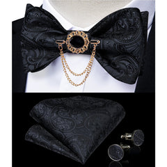 Pink Plaid Solid Men's Self Tie Bow Tie Silk Jacquard Woven Wedding Party Bowtie Hanky Brooch Set Men Butterfly Necktie DiBanGu SHOWLU FASHION STORE