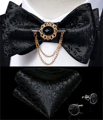 Pink Plaid Solid Men's Self Tie Bow Tie Silk Jacquard Woven Wedding Party Bowtie Hanky Brooch Set Men Butterfly Necktie DiBanGu SHOWLU FASHION STORE