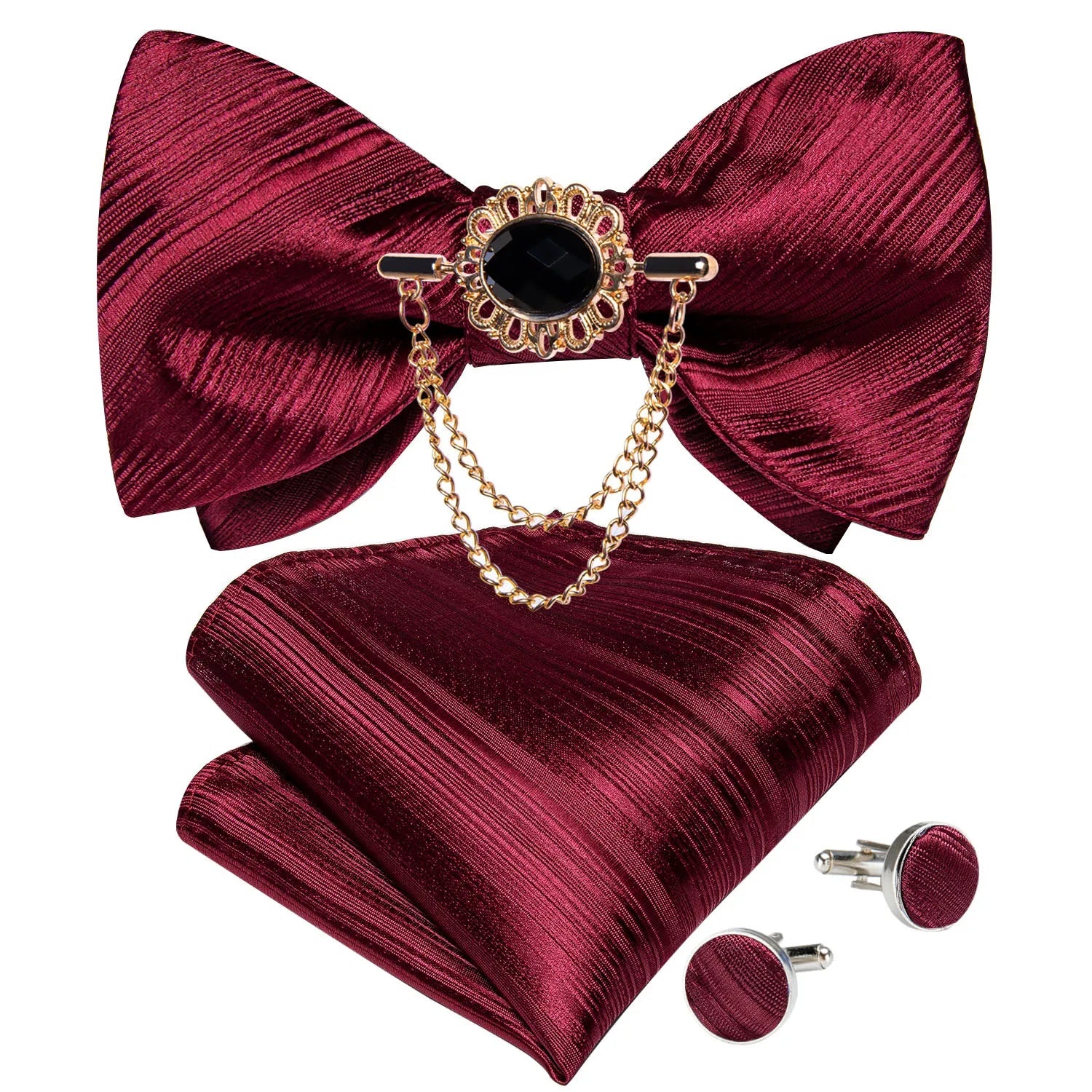 Pink Plaid Solid Men's Self Tie Bow Tie Silk Jacquard Woven Wedding Party Bowtie Hanky Brooch Set Men Butterfly Necktie DiBanGu SHOWLU FASHION STORE