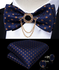 Pink Plaid Solid Men's Self Tie Bow Tie Silk Jacquard Woven Wedding Party Bowtie Hanky Brooch Set Men Butterfly Necktie DiBanGu SHOWLU FASHION STORE