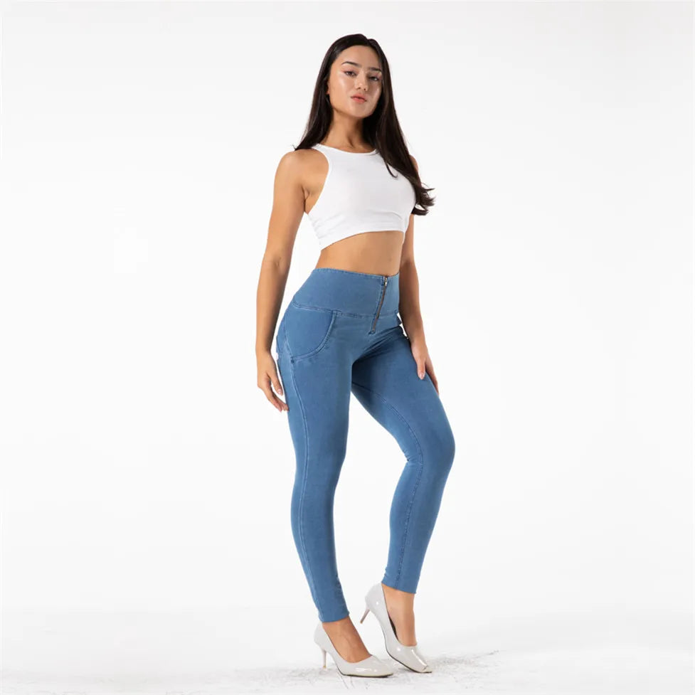Shascullfites Melody Fit Jeans Full Length Push Up Skinny Slim High Waist Four Ways Stretchable Denim Jeans for Woman Summer SHOWLU FASHION STORE