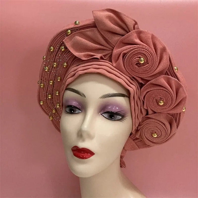 High Quality African Nigeria Gele Elegant Helmet With Stones Headband Turban Head Scarf Head - Hat Auto Gele Brand New Hats 7L5191 - SHOWLU FASHION STORE