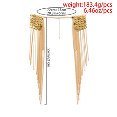 Showlu Store Nation 0 IngeSight.Z Gold Color Metal Chain Sequins Shoulder Body Chain for Women Punk Sexy Harness Tassel Epaulette Shoulder Tops Chain