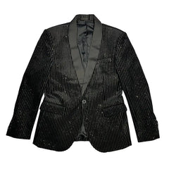 Internet Celebrity Casual Handsome Sequined Striped Black Suit - SHOWLU FASHION STORE
