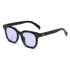 Showlu Fashion Store 50010368 Black frame purple Japanese-Style Retro Yellow Sunglasses Men's Trendy Street Shot Concave Shape Polarized UV-Proof Myopia Sunglasses Women