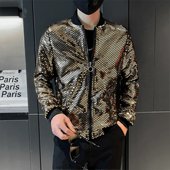 Showlu Fashion Store 0 A15 Gold / M 45-55kg Jas Men's New Diamond Plaid Jackets Men Hip Hop Y2K Bombers Jacket Night Club Stage Streetwear Thin Coat Clothing Veste Homme