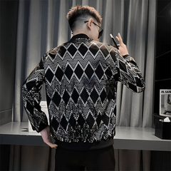 Showlu Fashion Store 0 Jas Men's New Diamond Plaid Jackets Men Hip Hop Y2K Bombers Jacket Night Club Stage Streetwear Thin Coat Clothing Veste Homme