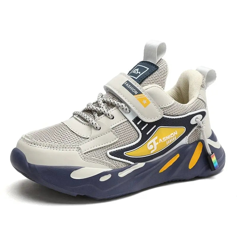 Showlu Fashion Store 0 Grey / 28 Kid Sneakers Sport Shoes for Boys Fashion Leather Children Breathable Mesh Comfort Shoes Casual Walking Outdoor Running Shoes