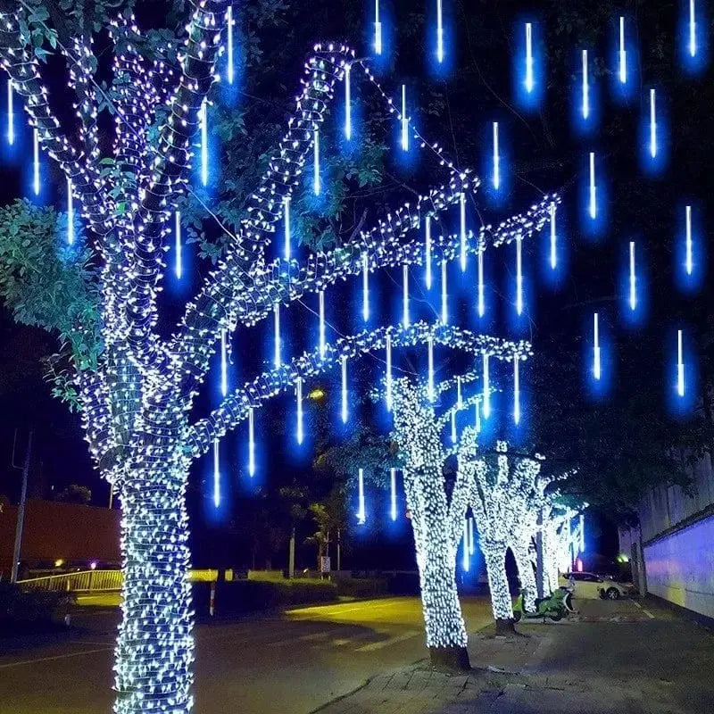 LED Meteor Shower Rain Lights Waterproof Falling Raindrop Fairy String Light for Christmas Holiday Party Patio Decor 30CM - SHOWLU FASHION STORE