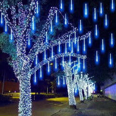 LED Meteor Shower Rain Lights Waterproof Falling Raindrop Fairy String Light for Christmas Holiday Party Patio Decor 30CM - SHOWLU FASHION STORE