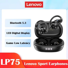 Showlu Fashion Store 0 LP75 White Lenovo LP75 Bluetooth 5.3 Earphones TWS Wireless Sport Headphones LED Digital Display HiFi Stereo Noise Reduction Gaming Earbuds