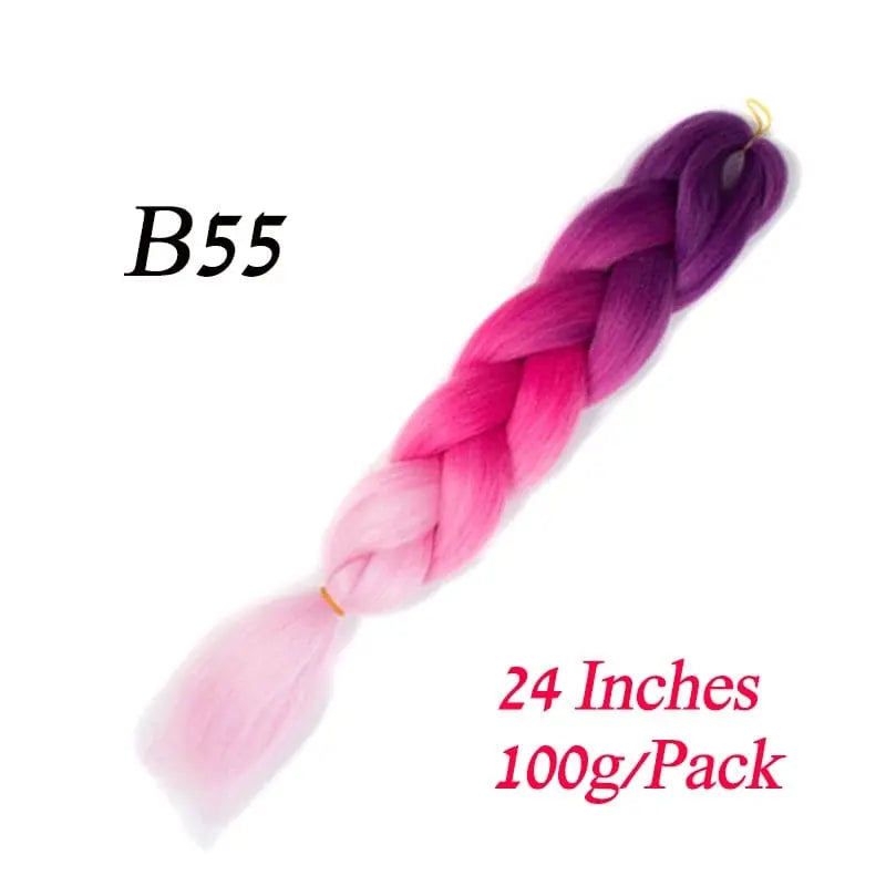 Showlu Store Nation 0 Lihui 24" Synthetic Braiding Hair Ombre Braiding Hair Packs Jumbo Braid Hair For Women Wholesale DIY Hairstyle Blue Grey