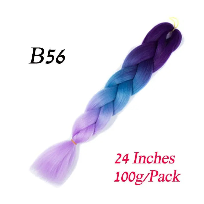 Showlu Store Nation 0 B56 / 24inches / China|1Pcs/Lot Lihui 24" Synthetic Braiding Hair Ombre Braiding Hair Packs Jumbo Braid Hair For Women Wholesale DIY Hairstyle Blue Grey