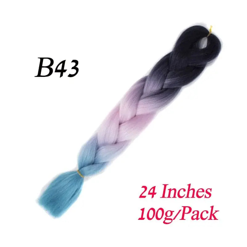 Showlu Store Nation 0 B43 / 24inches / China|1Pcs/Lot Lihui 24" Synthetic Braiding Hair Ombre Braiding Hair Packs Jumbo Braid Hair For Women Wholesale DIY Hairstyle Blue Grey