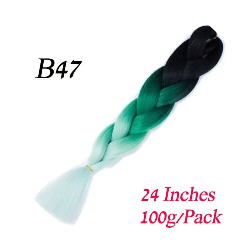 Showlu Store Nation 0 B47 / 24inches / China|1Pcs/Lot Lihui 24" Synthetic Braiding Hair Ombre Braiding Hair Packs Jumbo Braid Hair For Women Wholesale DIY Hairstyle Blue Grey