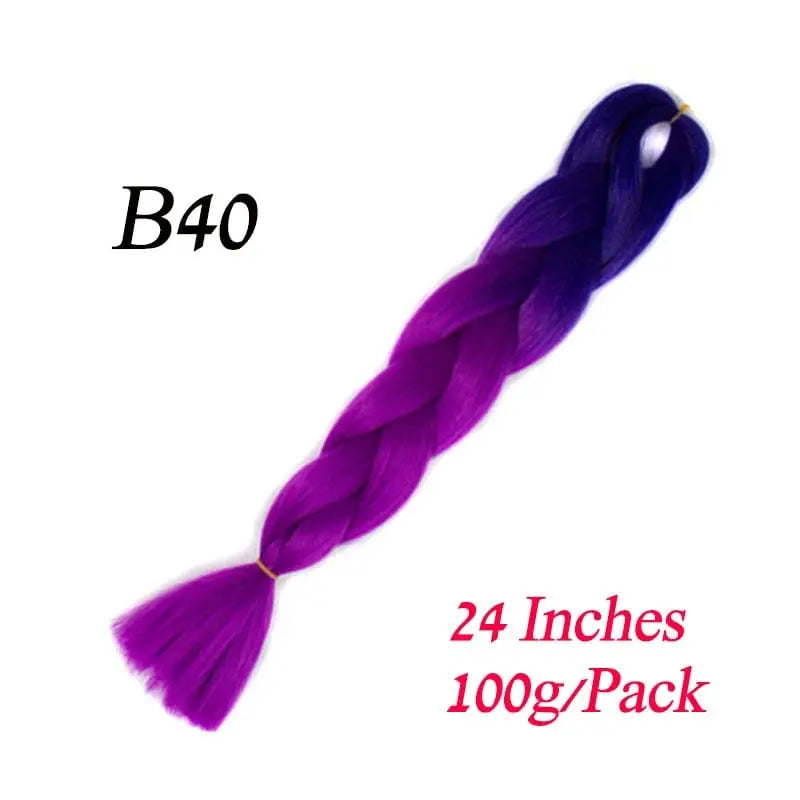 Showlu Store Nation 0 B40 / 24inches / China|1Pcs/Lot Lihui 24" Synthetic Braiding Hair Ombre Braiding Hair Packs Jumbo Braid Hair For Women Wholesale DIY Hairstyle Blue Grey
