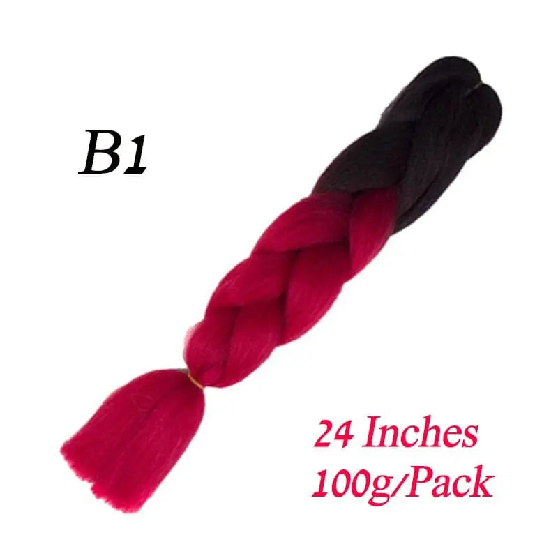 Showlu Store Nation 0 B1 / 24inches / China|1Pcs/Lot Lihui 24" Synthetic Braiding Hair Ombre Braiding Hair Packs Jumbo Braid Hair For Women Wholesale DIY Hairstyle Blue Grey