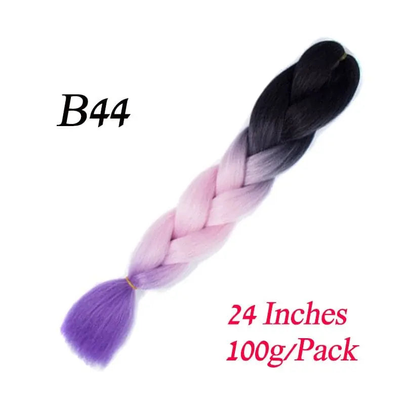 Showlu Store Nation 0 B44 / 24inches / China|1Pcs/Lot Lihui 24" Synthetic Braiding Hair Ombre Braiding Hair Packs Jumbo Braid Hair For Women Wholesale DIY Hairstyle Blue Grey