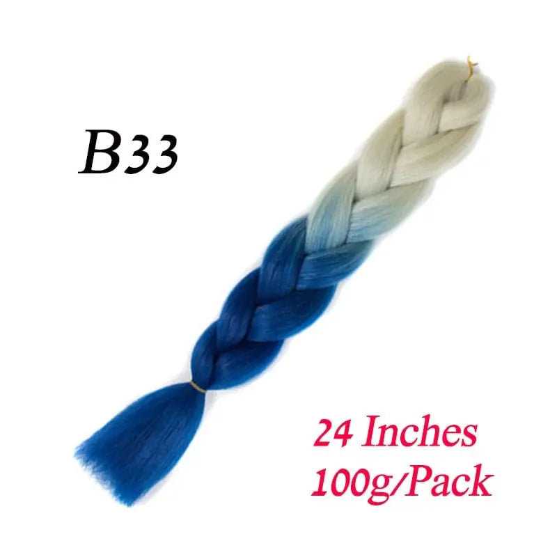 Showlu Store Nation 0 B33 / 24inches / China|1Pcs/Lot Lihui 24" Synthetic Braiding Hair Ombre Braiding Hair Packs Jumbo Braid Hair For Women Wholesale DIY Hairstyle Blue Grey