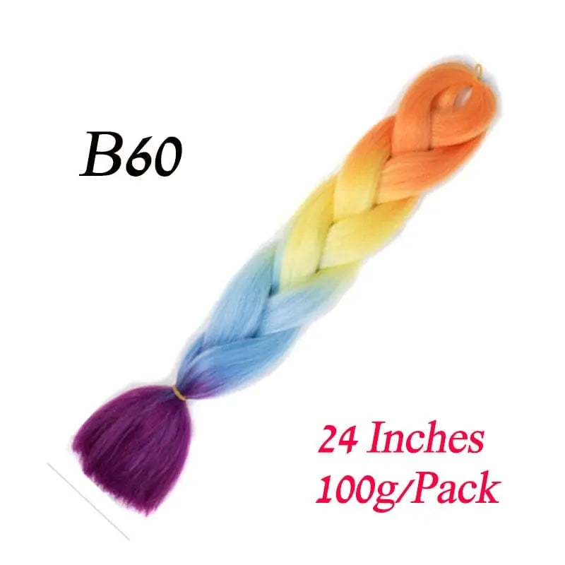 Showlu Store Nation 0 B60 / 24inches / China|1Pcs/Lot Lihui 24" Synthetic Braiding Hair Ombre Braiding Hair Packs Jumbo Braid Hair For Women Wholesale DIY Hairstyle Blue Grey