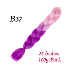Showlu Store Nation 0 B37 / 24inches / China|1Pcs/Lot Lihui 24" Synthetic Braiding Hair Ombre Braiding Hair Packs Jumbo Braid Hair For Women Wholesale DIY Hairstyle Blue Grey