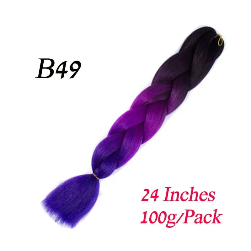 Showlu Store Nation 0 B49 / 24inches / China|1Pcs/Lot Lihui 24" Synthetic Braiding Hair Ombre Braiding Hair Packs Jumbo Braid Hair For Women Wholesale DIY Hairstyle Blue Grey