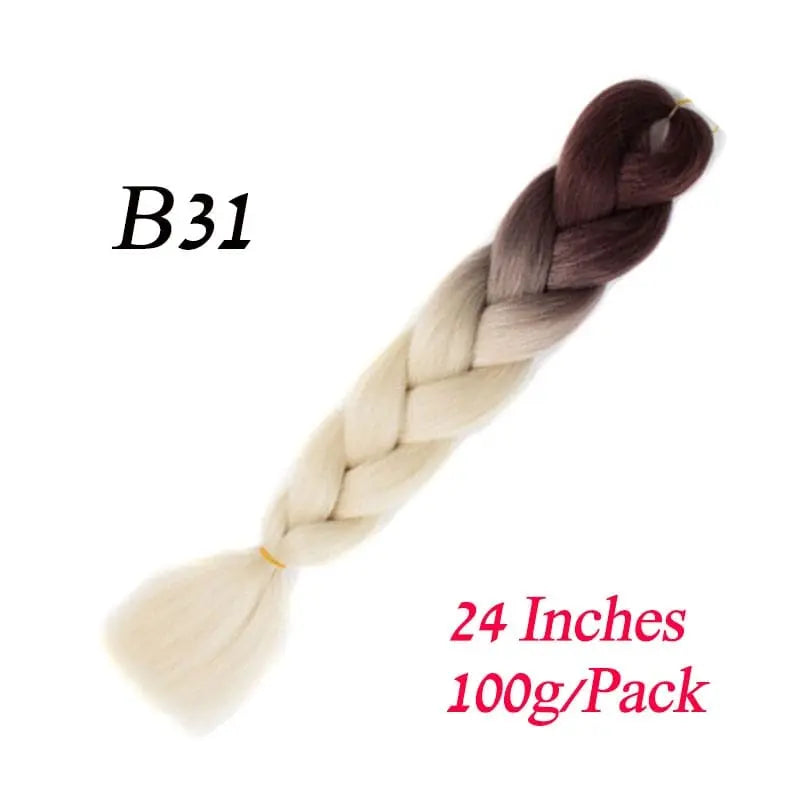 Showlu Store Nation 0 B31 / 24inches / China|1Pcs/Lot Lihui 24" Synthetic Braiding Hair Ombre Braiding Hair Packs Jumbo Braid Hair For Women Wholesale DIY Hairstyle Blue Grey