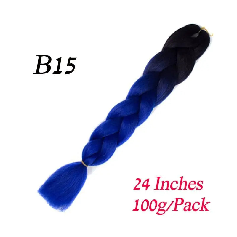 Showlu Store Nation 0 B15 / 24inches / China|1Pcs/Lot Lihui 24" Synthetic Braiding Hair Ombre Braiding Hair Packs Jumbo Braid Hair For Women Wholesale DIY Hairstyle Blue Grey