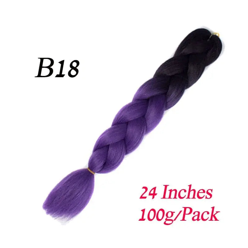 Showlu Store Nation 0 B18 / 24inches / China|1Pcs/Lot Lihui 24" Synthetic Braiding Hair Ombre Braiding Hair Packs Jumbo Braid Hair For Women Wholesale DIY Hairstyle Blue Grey