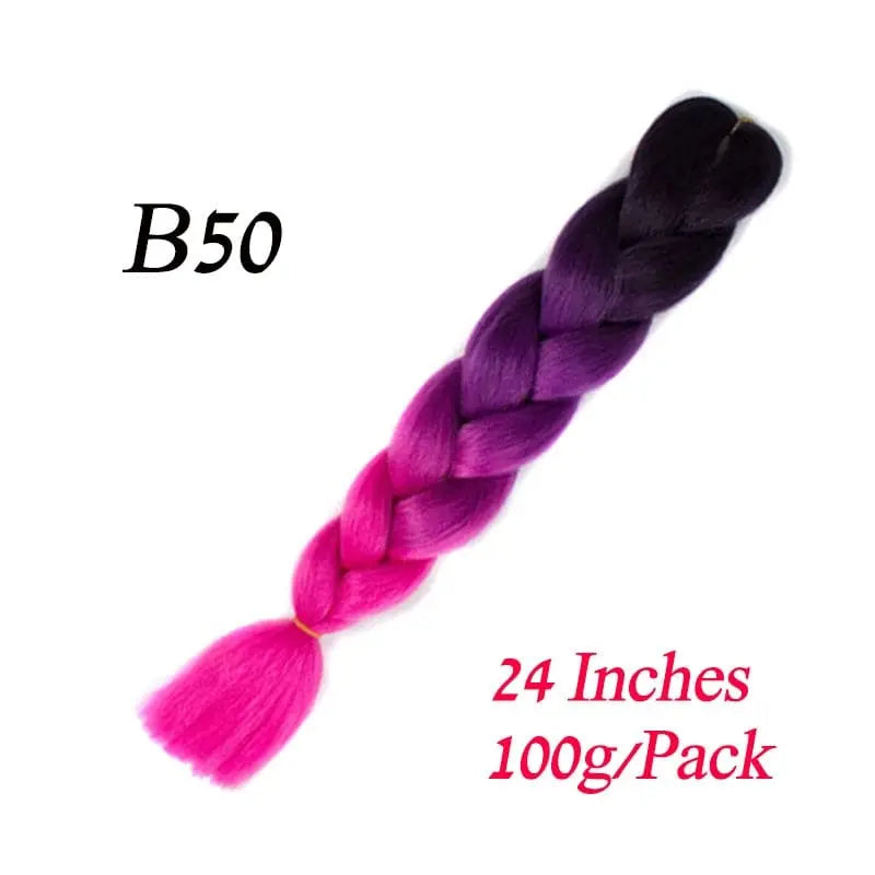 Showlu Store Nation 0 B50 / 24inches / China|1Pcs/Lot Lihui 24" Synthetic Braiding Hair Ombre Braiding Hair Packs Jumbo Braid Hair For Women Wholesale DIY Hairstyle Blue Grey