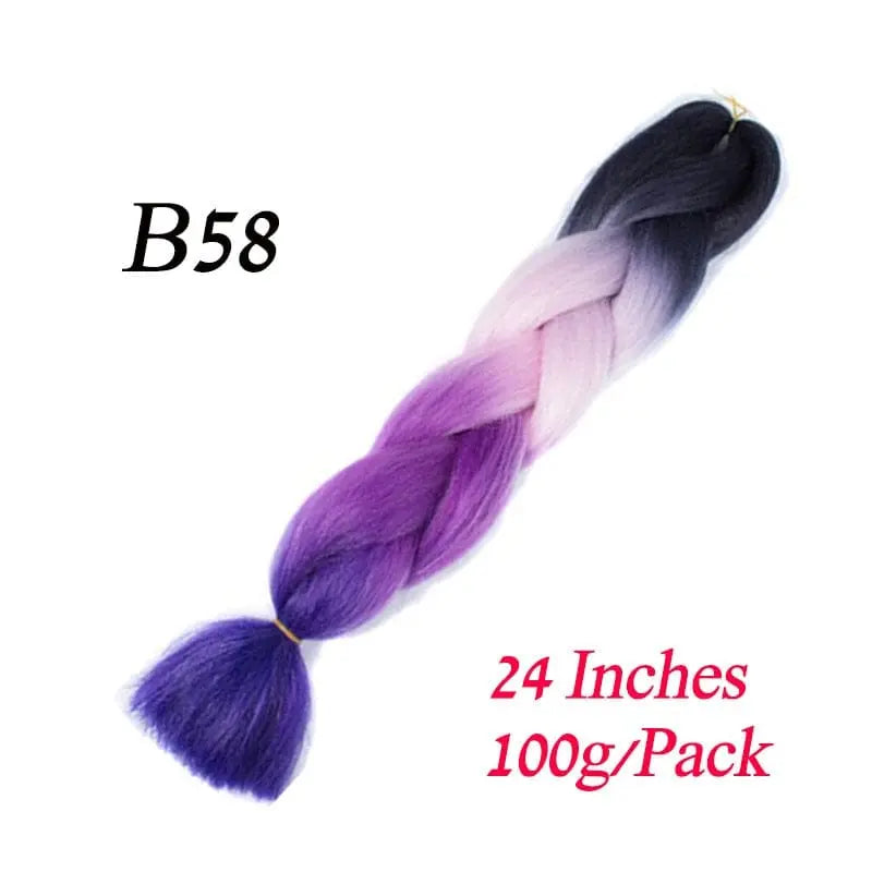 Showlu Store Nation 0 B58 / 24inches / China|1Pcs/Lot Lihui 24" Synthetic Braiding Hair Ombre Braiding Hair Packs Jumbo Braid Hair For Women Wholesale DIY Hairstyle Blue Grey