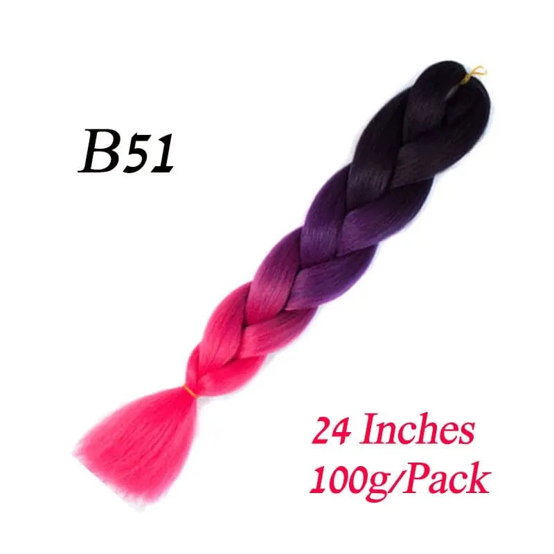 Showlu Store Nation 0 B51 / 24inches / China|1Pcs/Lot Lihui 24" Synthetic Braiding Hair Ombre Braiding Hair Packs Jumbo Braid Hair For Women Wholesale DIY Hairstyle Blue Grey
