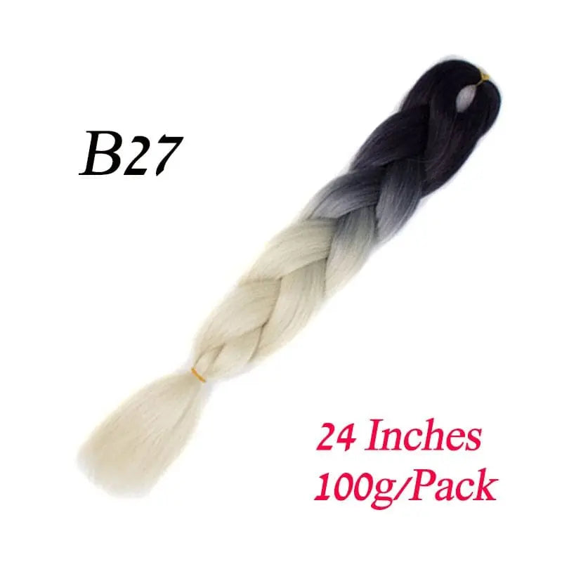 Showlu Store Nation 0 B27 / 24inches / China|1Pcs/Lot Lihui 24" Synthetic Braiding Hair Ombre Braiding Hair Packs Jumbo Braid Hair For Women Wholesale DIY Hairstyle Blue Grey