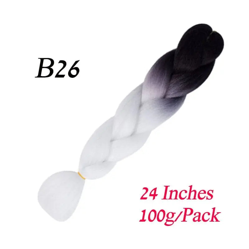 Showlu Store Nation 0 B26 / 24inches / China|1Pcs/Lot Lihui 24" Synthetic Braiding Hair Ombre Braiding Hair Packs Jumbo Braid Hair For Women Wholesale DIY Hairstyle Blue Grey