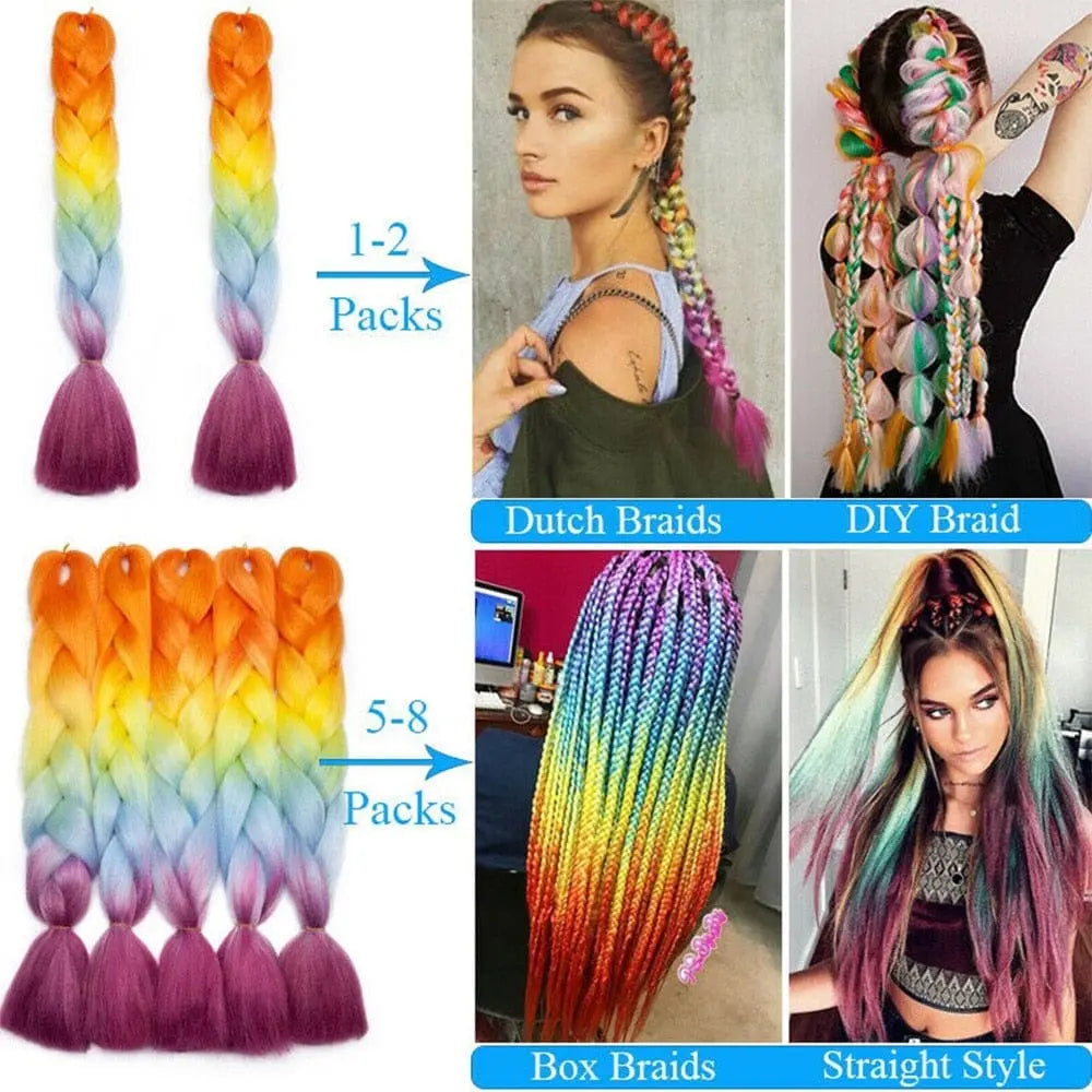 Showlu Store Nation 0 Lihui 24" Synthetic Braiding Hair Ombre Braiding Hair Packs Jumbo Braid Hair For Women Wholesale DIY Hairstyle Blue Grey
