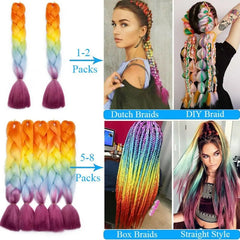Showlu Store Nation 0 Lihui 24" Synthetic Braiding Hair Ombre Braiding Hair Packs Jumbo Braid Hair For Women Wholesale DIY Hairstyle Blue Grey