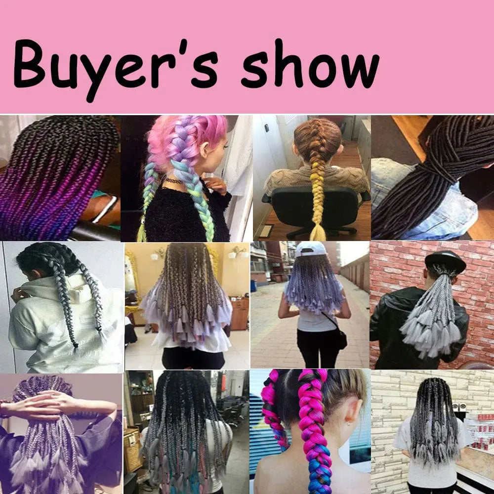 Showlu Store Nation 0 Lihui 24" Synthetic Braiding Hair Ombre Braiding Hair Packs Jumbo Braid Hair For Women Wholesale DIY Hairstyle Blue Grey