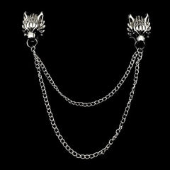 Anel Demosthene General Store 0 2 Man Suit Shirt Collar Tassel Chain Lapel Pin Brooch Dragon Badge Retro Pins Wedding Dress Party Dance Neckware Accessories