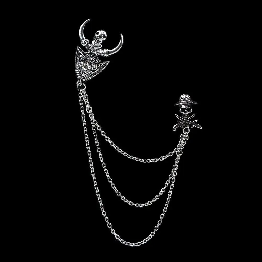 Anel Demosthene General Store 0 14 Man Suit Shirt Collar Tassel Chain Lapel Pin Brooch Dragon Badge Retro Pins Wedding Dress Party Dance Neckware Accessories
