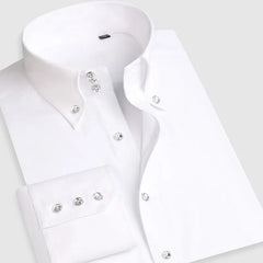Showlu Fashion Store 0 White upgrade 2181 / 38 Asian size M Men's Casual Shirt Long Sleeve Korean Trends Fashion Button-down Collared Shirt Business Dress Shirts Slim Fit Designer Shirts
