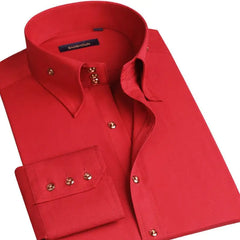 Showlu Fashion Store 0 Red upgrade 2183 / 38 Asian size M Men's Casual Shirt Long Sleeve Korean Trends Fashion Button-down Collared Shirt Business Dress Shirts Slim Fit Designer Shirts