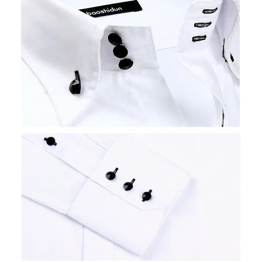 Showlu Fashion Store 0 Men's Casual Shirt Long Sleeve Korean Trends Fashion Button-down Collared Shirt Business Dress Shirts Slim Fit Designer Shirts