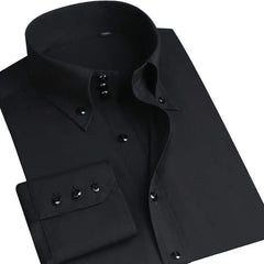 Showlu Fashion Store 0 Black upgrade 2182 / 38 Asian size M Men's Casual Shirt Long Sleeve Korean Trends Fashion Button-down Collared Shirt Business Dress Shirts Slim Fit Designer Shirts