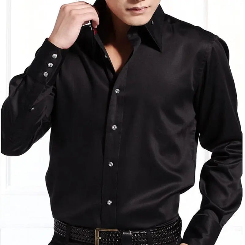 Showlu Fashion Store 0 Men's Casual Shirt Long Sleeve Korean Trends Fashion Button-down Collared Shirt Business Dress Shirts Slim Fit Designer Shirts