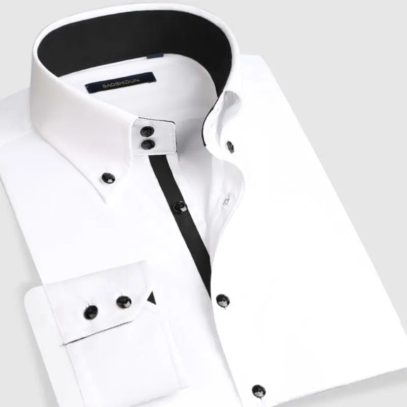 Showlu Fashion Store 0 White buckle 2186 / 38 Asian size M Men's Casual Shirt Long Sleeve Korean Trends Fashion Button-down Collared Shirt Business Dress Shirts Slim Fit Designer Shirts