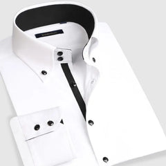 Showlu Fashion Store 0 White buckle 2186 / 38 Asian size M Men's Casual Shirt Long Sleeve Korean Trends Fashion Button-down Collared Shirt Business Dress Shirts Slim Fit Designer Shirts